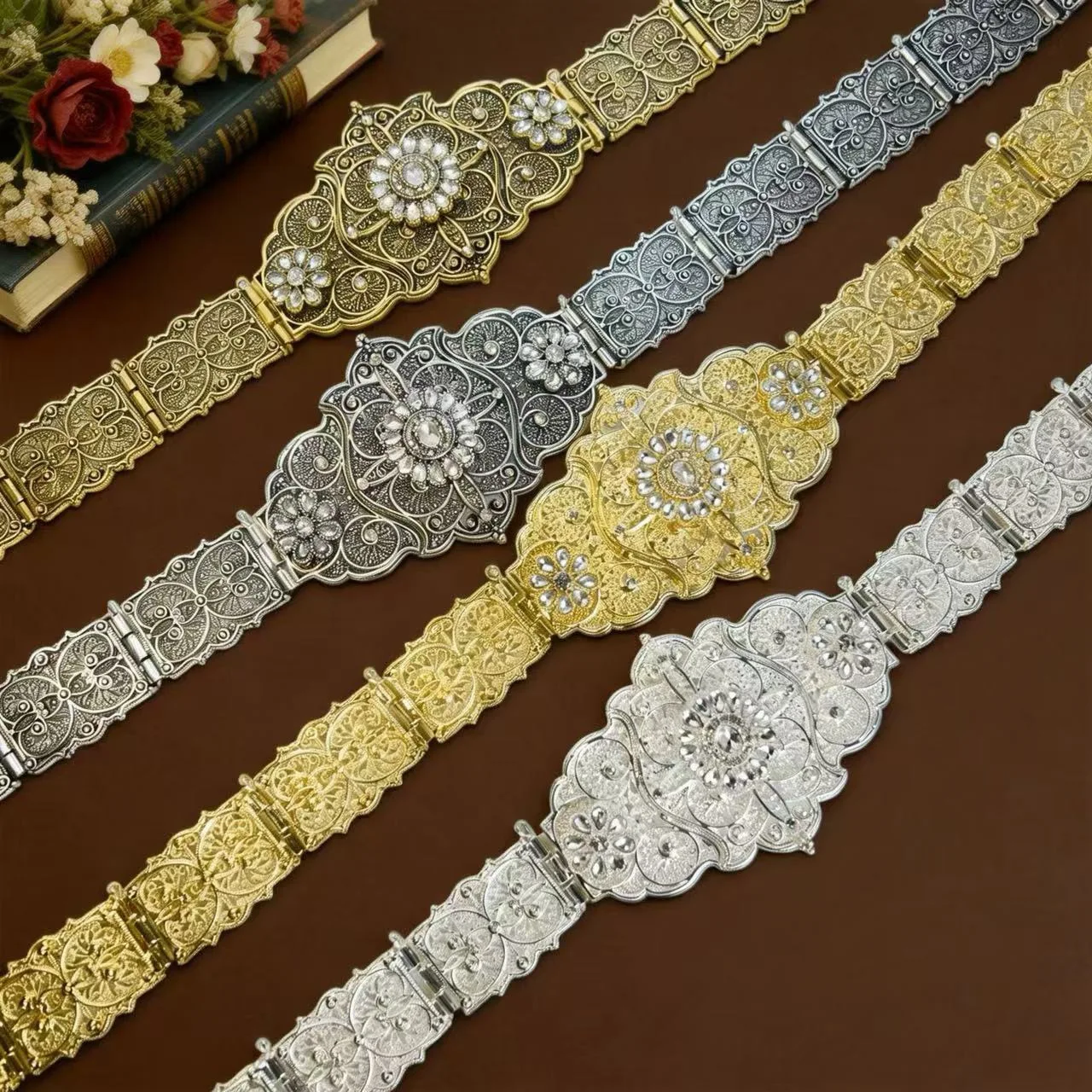 Vintage Ingush Caucasian Crimean Women's Belt Traditional Central Asian Wedding Bride Metal Waist Belt Embossed Pattern