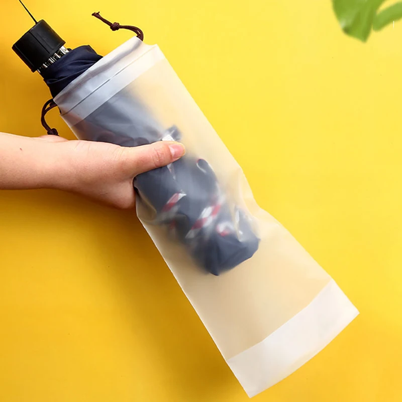 Umbrella Storage Bag Translucent Plastic Waterproof Anti-dirty Umbrella Cover Reusable Portable Drawstring Bags Home Storage