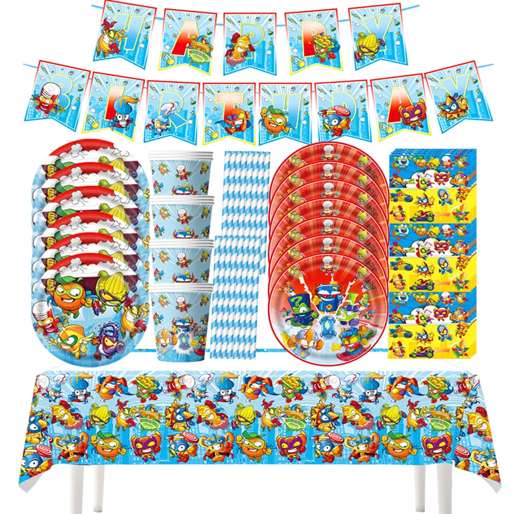 

Superthings Birthday Set Superzings Game Party Decor Disposable Tableware Plates Tablecloth Cup Boys Girl Party Favors Supplies