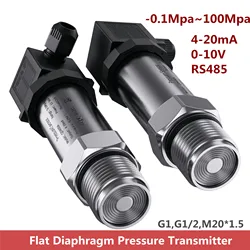 4-20mA 0-10V Flat Diaphragm  1Mpa 10Mpa 10bar Pressure Transmitter Milk Glue Tank Sanitary Food Grade Flush 30kpa Sensor