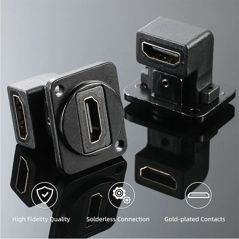 1 Pc Type D HDMI 2.0 Plug Adapter 4K HD 90° Right Angle Female Docking Converter Stable Seat Chassis Audio Video Connector