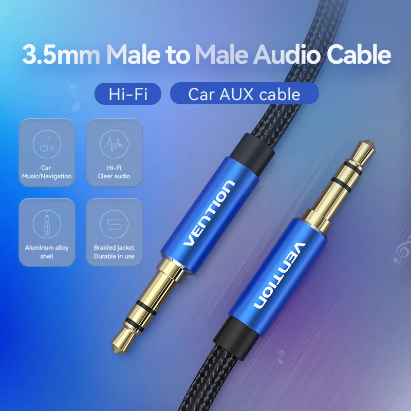 Vention Aux Cable 3.5MM Jack Male to Male 3.5mm Audio Cable Jack for JBL Headphones Xiaomi Oneplus Speaker Cable Car Aux Cord