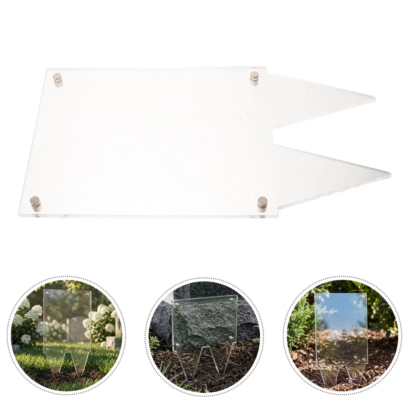 5x7 Weatherproof Cemetery Photo Frame Clear Acrylic Grave Frame Outdoor Stake Memorial Picture Holder Temporary Grave Markers