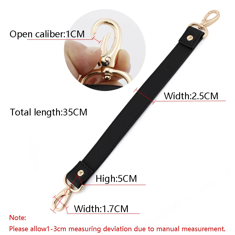 TINBERON 2.5X35CM Leather Handle Strap Lychee Pattern Handbag Wrist Band Bag Strap Woman O bag Shoulder Strap Handle Accessories