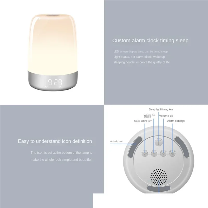 Picture 5: 1pcs Wake Up Night Light With Sunrise Simulation Alarm Clock Dimmable Warm White LED RGB Bedside Lamp Ambient