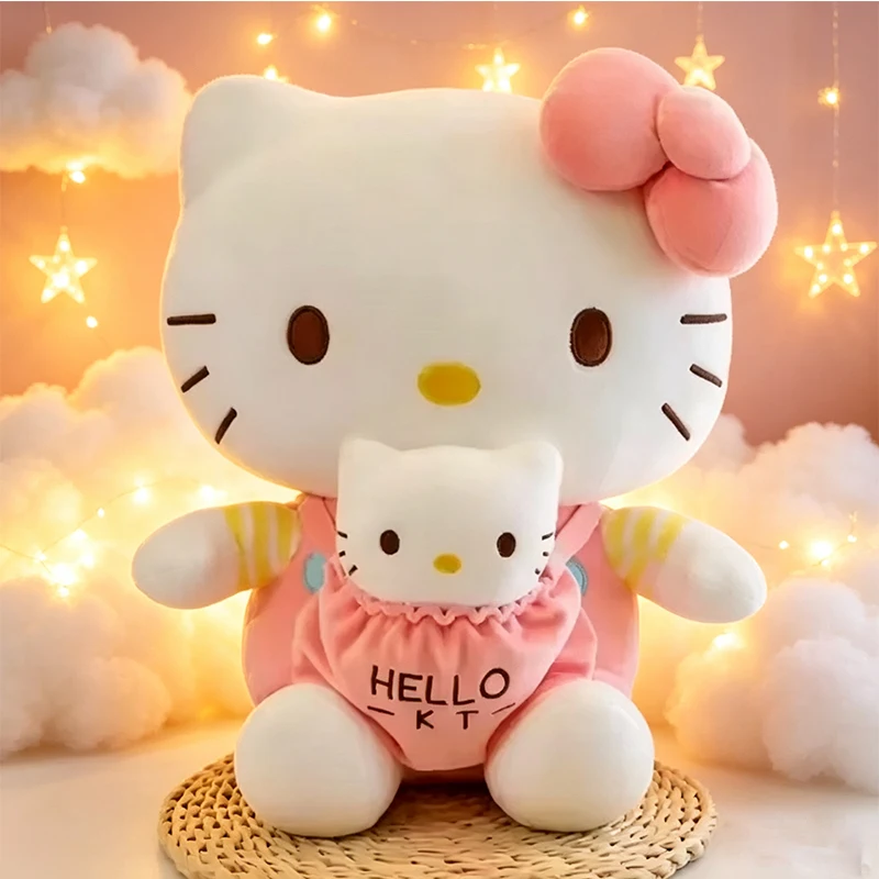 

2026 Kawaii Hello Kitty Plush Stuffed Toys Strawberry KT Cat Pillow Dolls Children's Birthday Gift Home Decoration Animal Doll