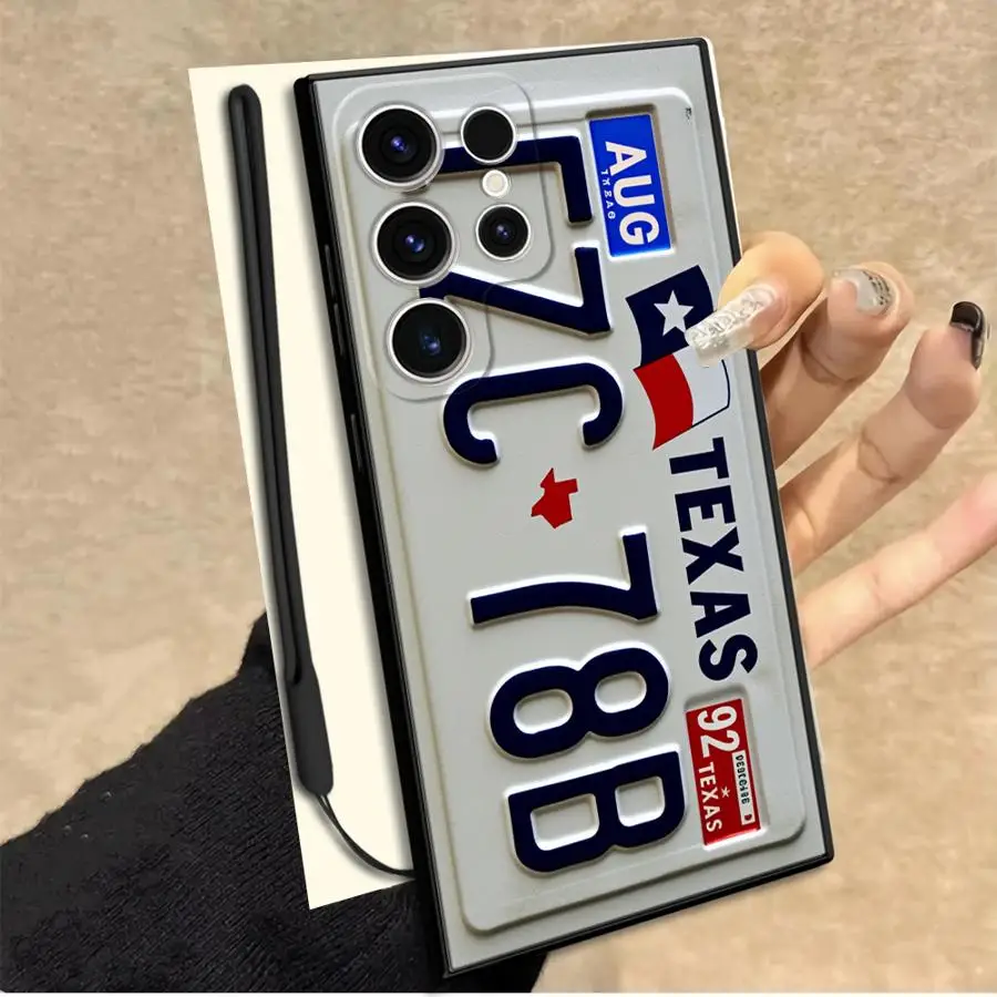 Case for Samsung Galaxy S26 Ultra S23 S22 S24 S21 S20 FE S25 Plus Note 20 10 Phone Cover Retro Vintage License Plate