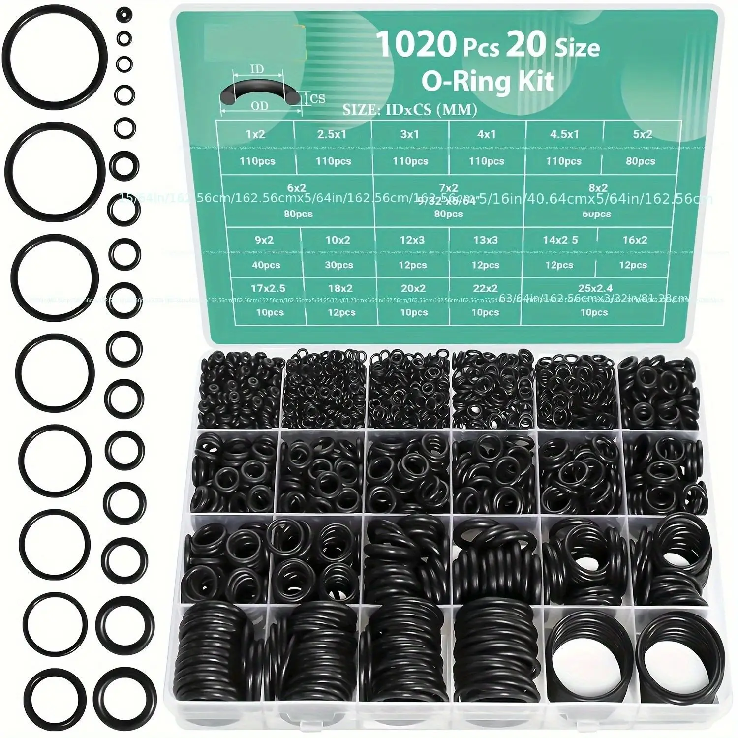 1020 PCS Nitrile Silicone O-rings Set, Wear-resistant and Oil-resistant Repair Gasket Rings, Maintenance Box Sealing Ring Set