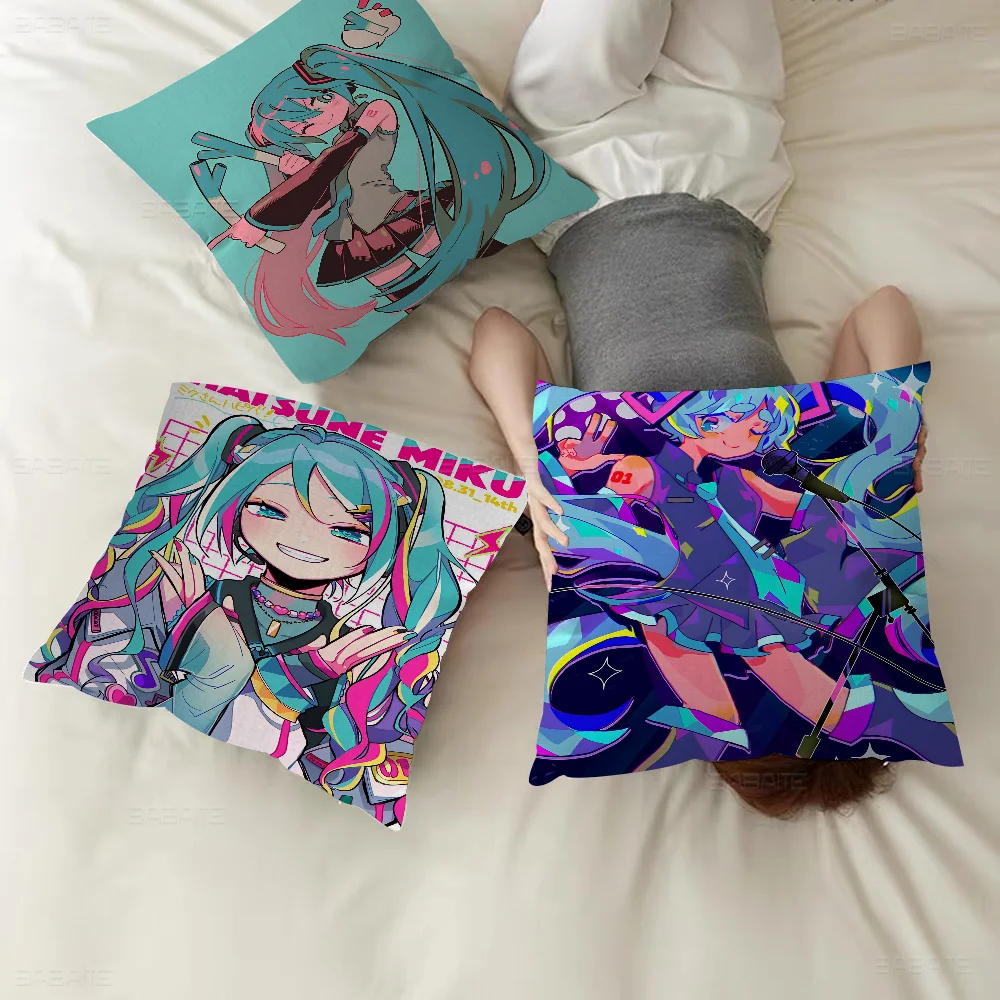 

Anime H-Hatsunes M-MikU Office Cushion Pillowcase Car Cushion Cover45X45CM Lumbar Pillowcase Sofa Pillowcover