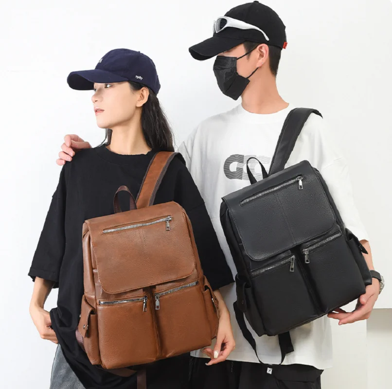 New Men Women's High Quality Leather Travel Backpacks Fashion Vintage Large Capacity Shoulder Bags Totes Notebook School Bag