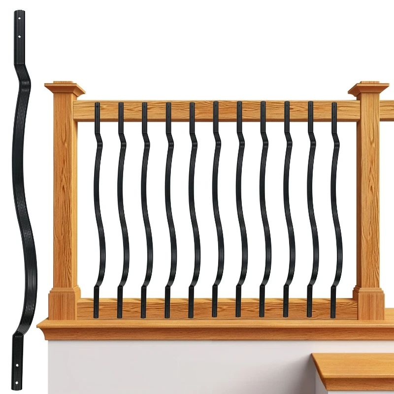 

Deck guardrail wave shaped iron and aluminum villa staircase balcony decorative aluminum railing