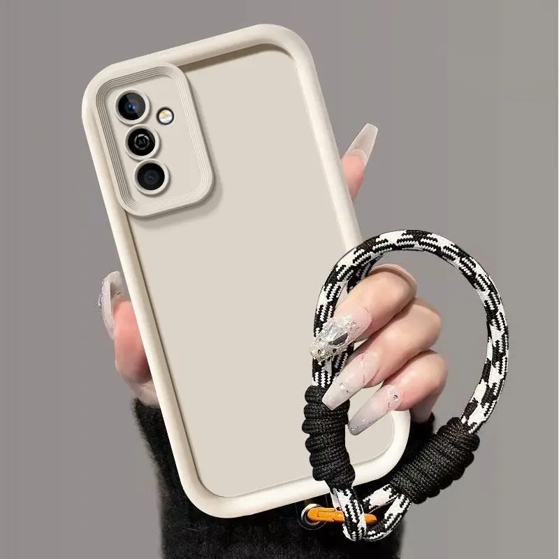 For Samsung Galaxy A24 4G Case Galaxy SM-A245F Phone Case Weaving lanyard Matte Back Cover Skin Feel Protection Shockproof case