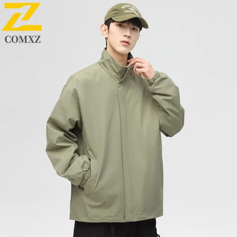 

COMXZ 2025: мужская весенняя модная удобная свободная универсальная куртка с воротником-стойкой, молодежное модное легкое пальто