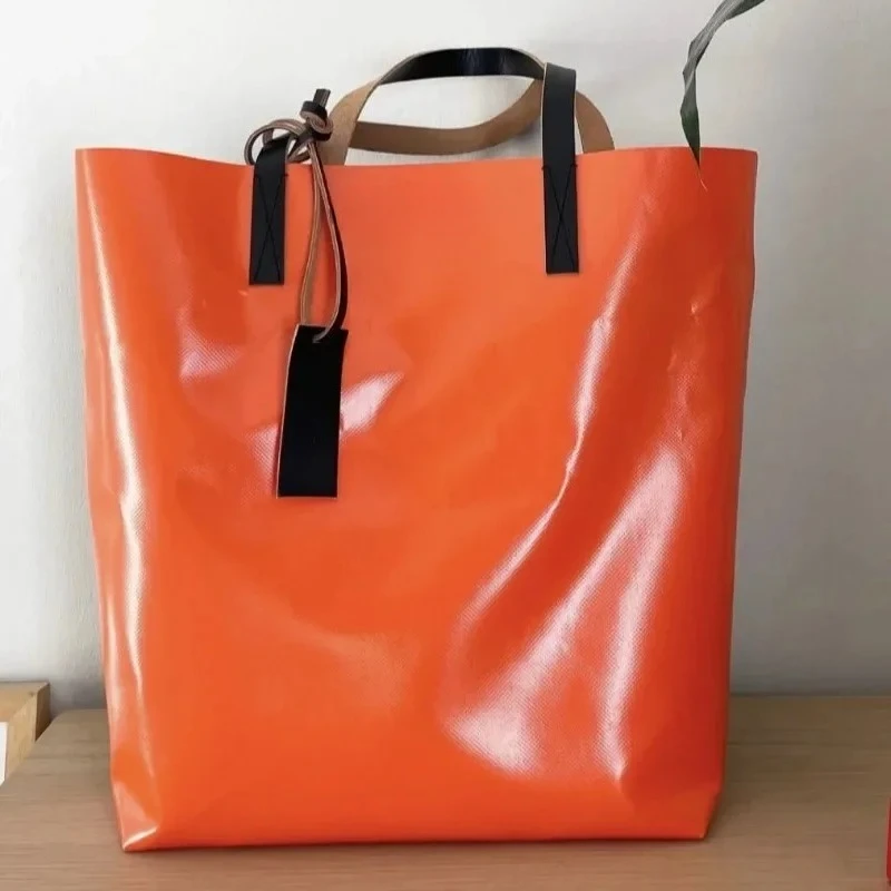 

Letter printing shoulder bag large capacity contrasting color tote niche design