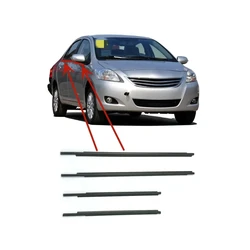 4 Pcs Sedan Windows Rubber Outside for Toyota Vios Saloon 2008-2013 Glass Protector Weather Strip for Vios Glass Outer Laminate