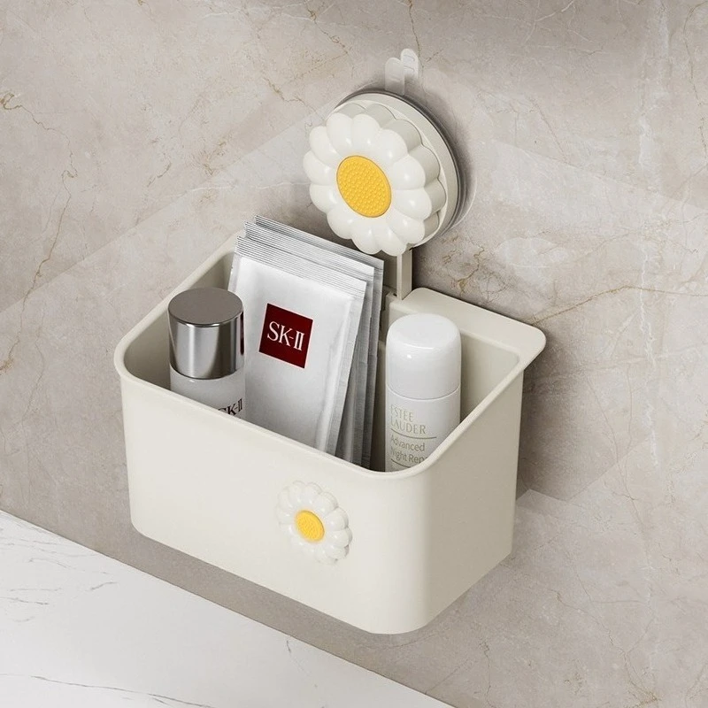 Rak Kotak Penyimpanan Kosmetik Silikon Pengisap Pengatur Bumbu Terpasang Di Dinding Tanpa Pengeboran Penyimpanan Dinding Pengatur Dapur