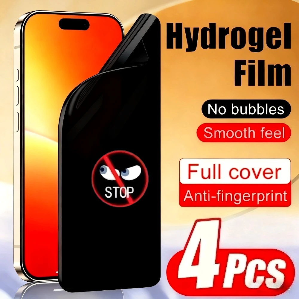 4 Uds película de hidrogel antiespía para iPhone 17 16 15 14 Pro Max Air 16e 15 14 Plus Protector de pantalla para iPhone 13 12 11 Pro XR XS Max