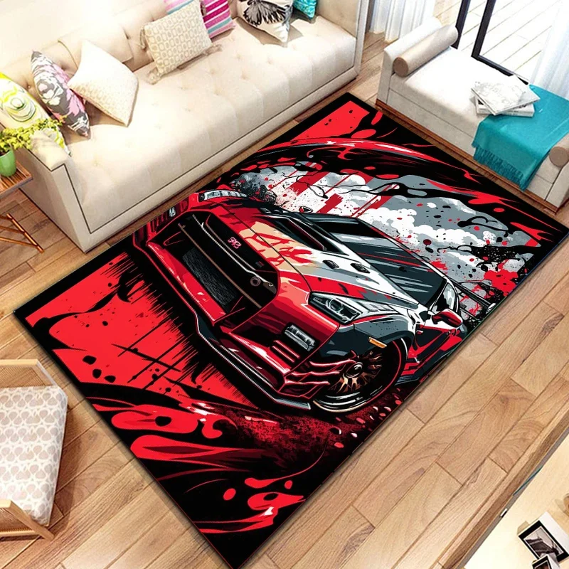 Alfombra con diseño de coche de carreras, alfombra fresca F1 para dormitorio y sala de estar, alfombrillas para el suelo de la cocina, decoración