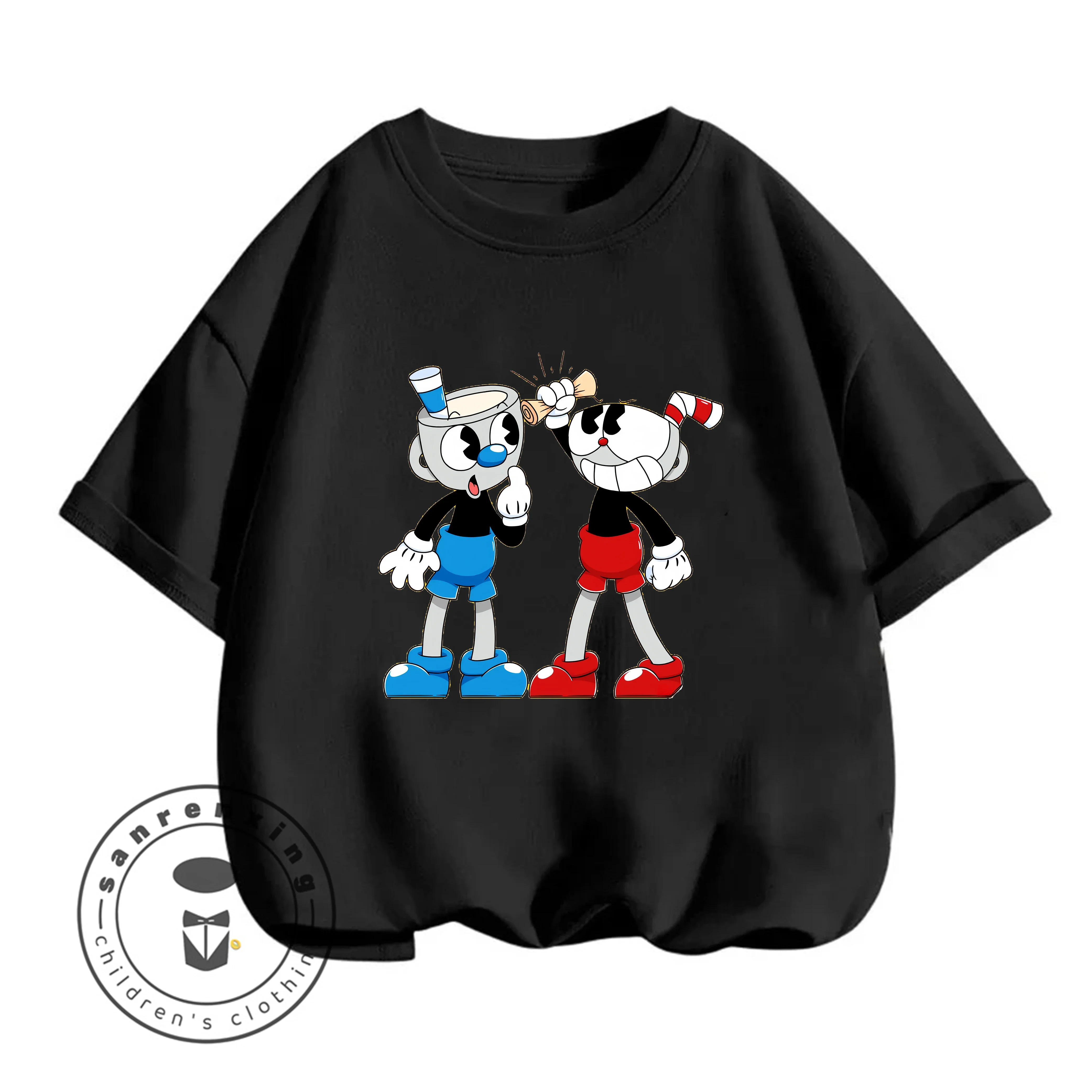 Camiseta con cuello redondo Cuphead 2026 para niños y niñas de 3 a 14 años, camiseta de verano con dibujos animados Kawaii, moda urbana, informal, elegante para exteriores