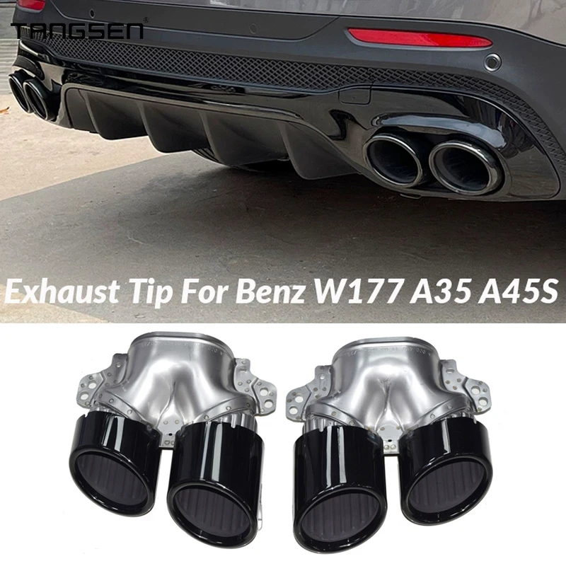 

For Mercedes Benz W177 A35 C118 CLA35 X247 GLB35 A45S Refitting 2020+ Exhaust Tip Rear Bumper Muffler Exhaust Tips Pipe Nozzle