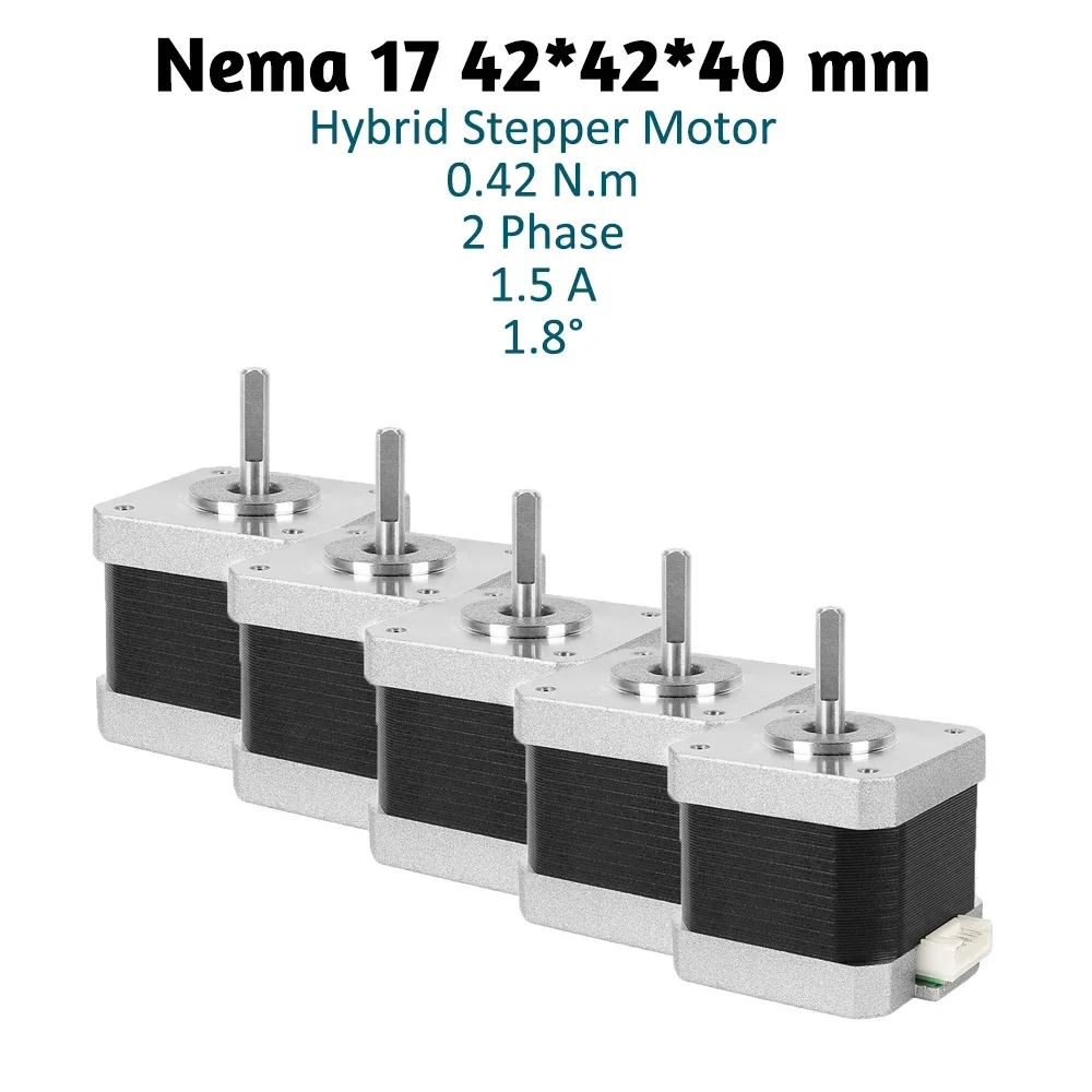 Nema17 Stepper Motors 42mm Flange 42N.cm 4 Lead 1.5A 2 Phase Stepper Motor Nema 17 for 3D Printer Engraver Machine CNC Kit