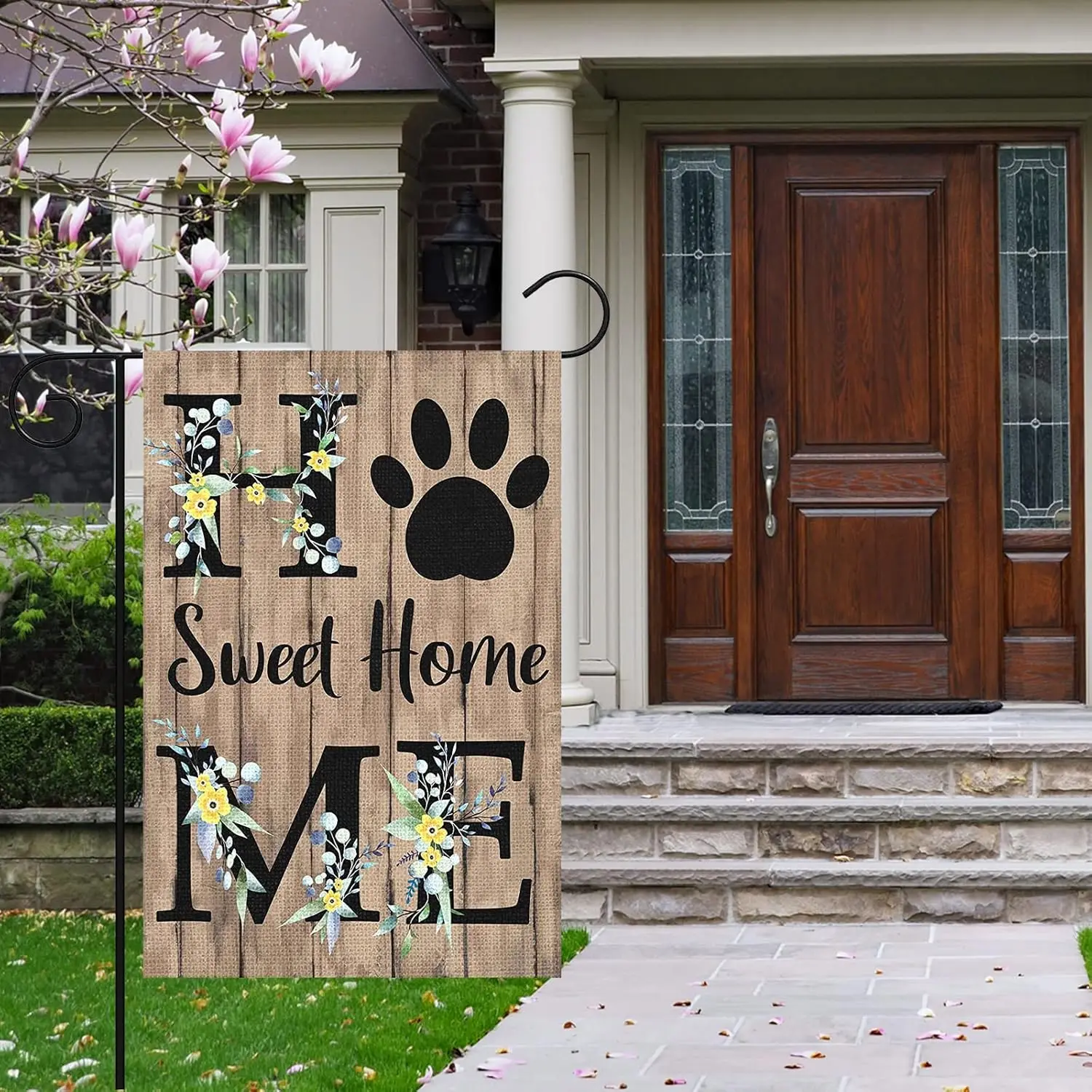 Heyfibro Home Sweet Home Spring Summer Welcome Garden Flag 12 x 18 Inch Double Sided Printed with Pattern Outdoor Yard Farmh EEZ