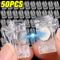 50/10pcs Mini Magnetic Clips Plastic Transparent Magnet Refrigerator Sticker Photo Note Clip Food Sealing Clips Storage Holders