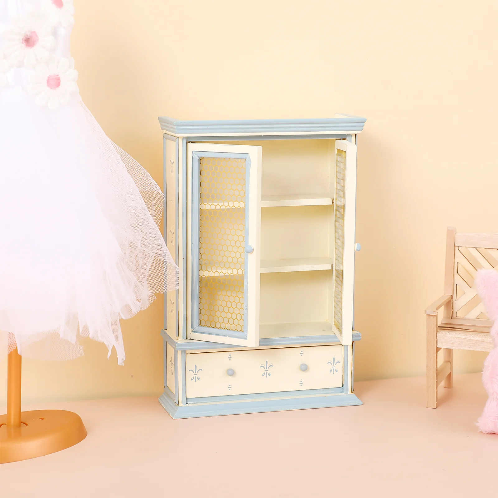 Dollhouse Bookshelf Cabinet Model Miniature Furniture Lockers Decors for Toy Props Small