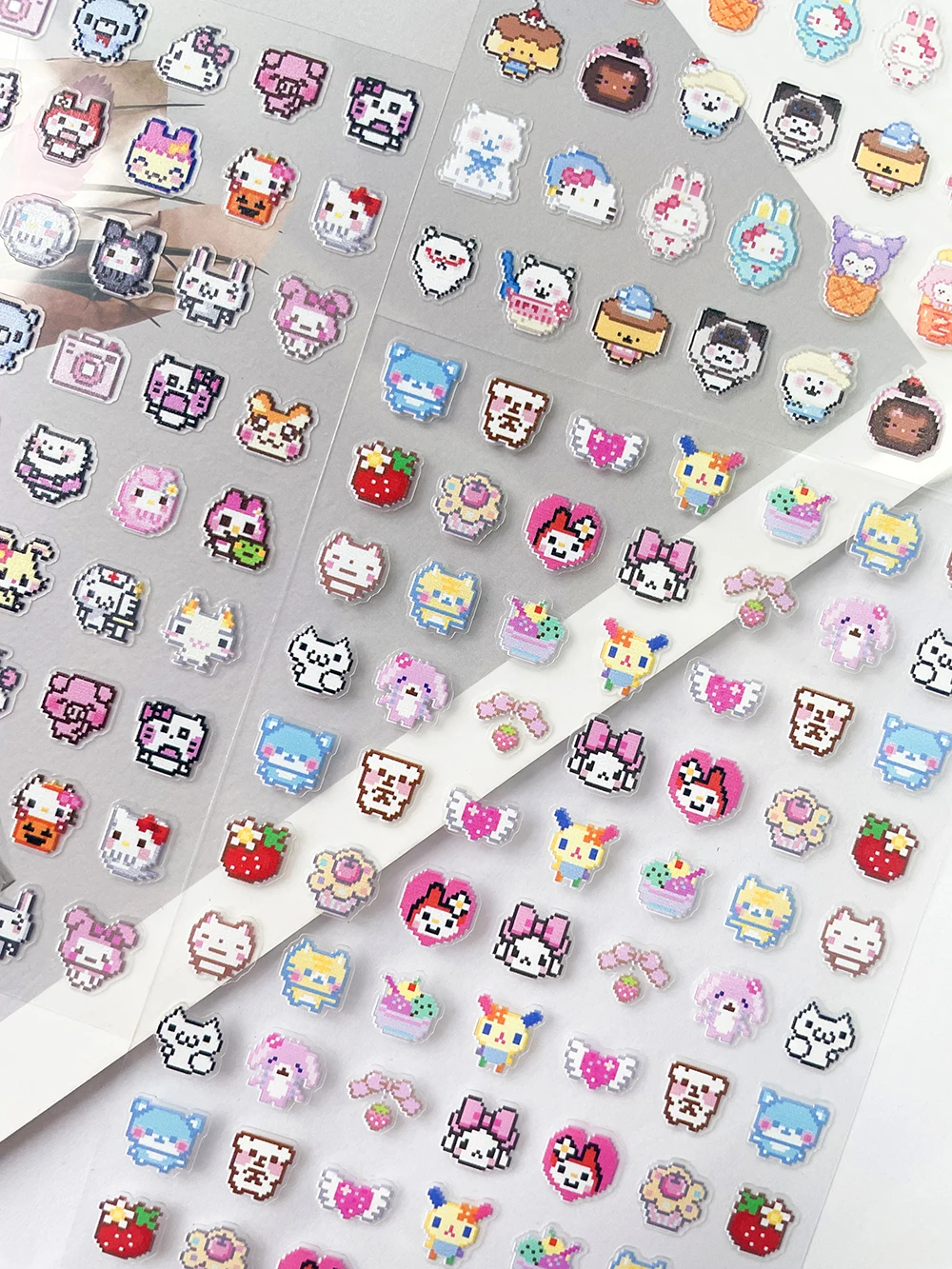 

Cartoon Cute Hello Kitty Pixel Style Nail Sticker Little Animals Kawaii Pvc Self-Adhesive Slider Diy Handmade Sticker Decal