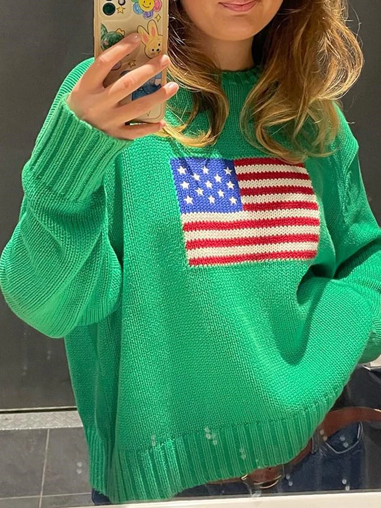 2024 Knitted Women's Sweater Slimming Traditional Aesthetics National Logo Autumn/Winter Women's Sweater Warm Street Cloak