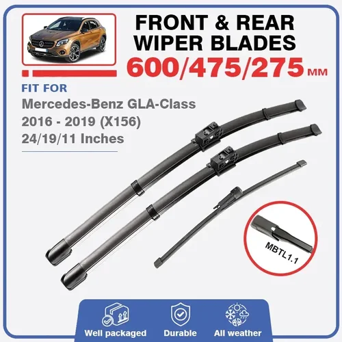 Escobillas de limpiaparabrisas delanteras y traseras para Mercedes Benz GLA 2016 2017 2018 2019 X156, accesorios para parabrisas GLA 200 250 180 220 45