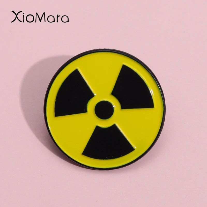 Natural Science Enamel Pins Attention Radiation Physics Sign Brooches Lapel For Backpack Hat Badges Jewelry Gift For Best Friend