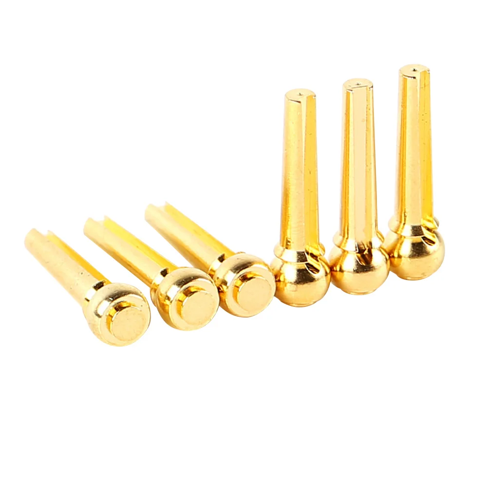 

6pcs Brass Guitar Bridge Pins Durable Stable Frequency Sweep Picking Strengthen Volume String Studs For Acoustic Folk Classical