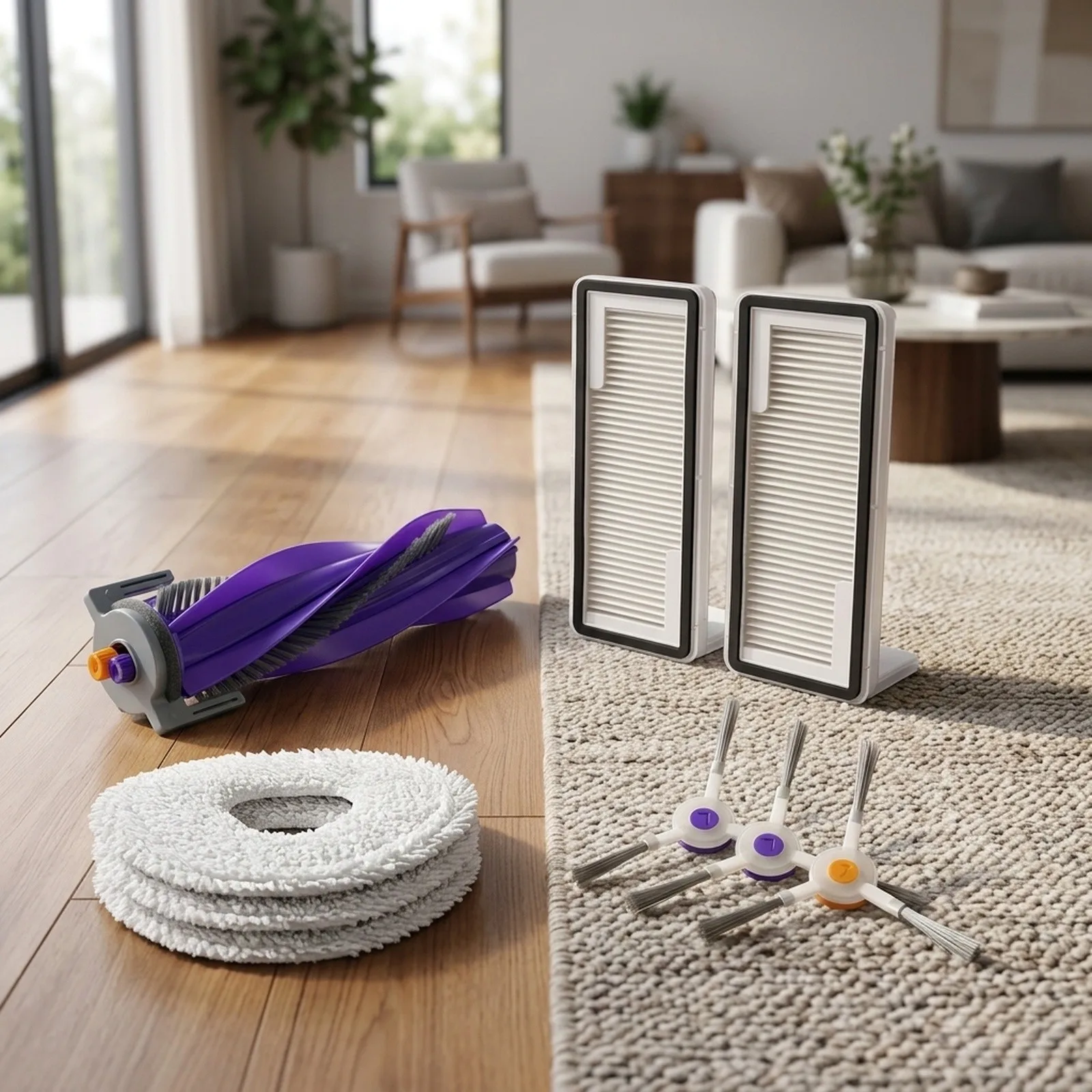 Side Brush Filter and Mop Cloth Set Compatible with For Narwal For Freo for X For Ultra J4 and J4 for lite Robot Vacuums