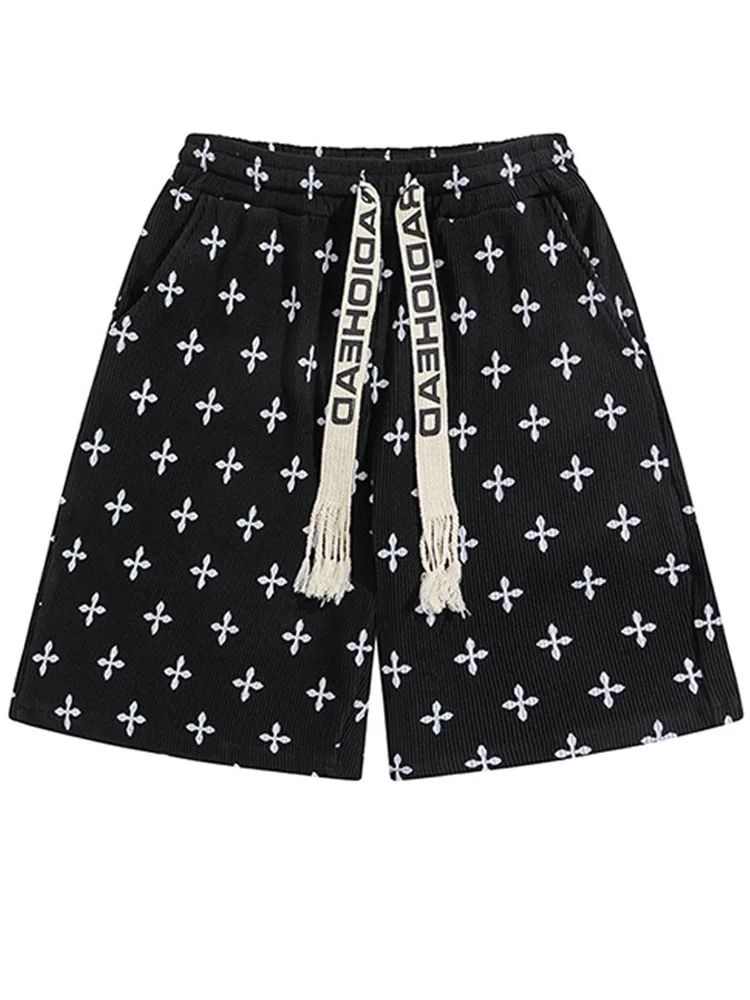 

Street Sle Oversize Retro Print orts Men's Summer Trendy Casual Straight Leg Five-Quarter Pants Faionable And Youthful