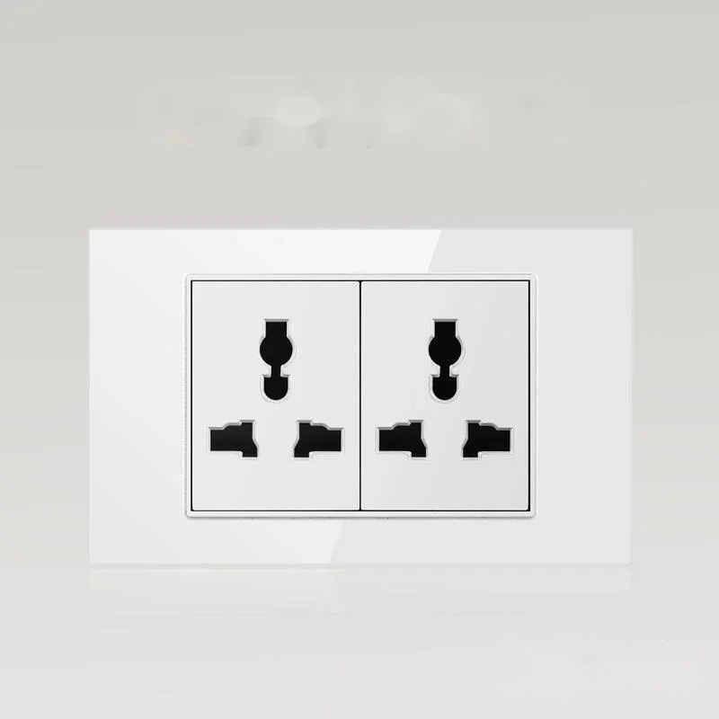 Universal socket CA Mexico AU American Brazil Thailand Italy standard USB white tempered glass switch socket 118 wall socket TV