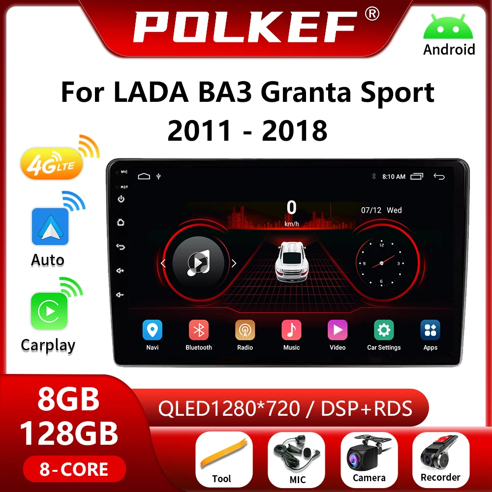 

8 Core Car Radio For LADA ВАЗ Granta Sport 2011-2018 Android 13 Multimedia Player Navigation GPS 4G Carplay 2 Din DVD Stereo