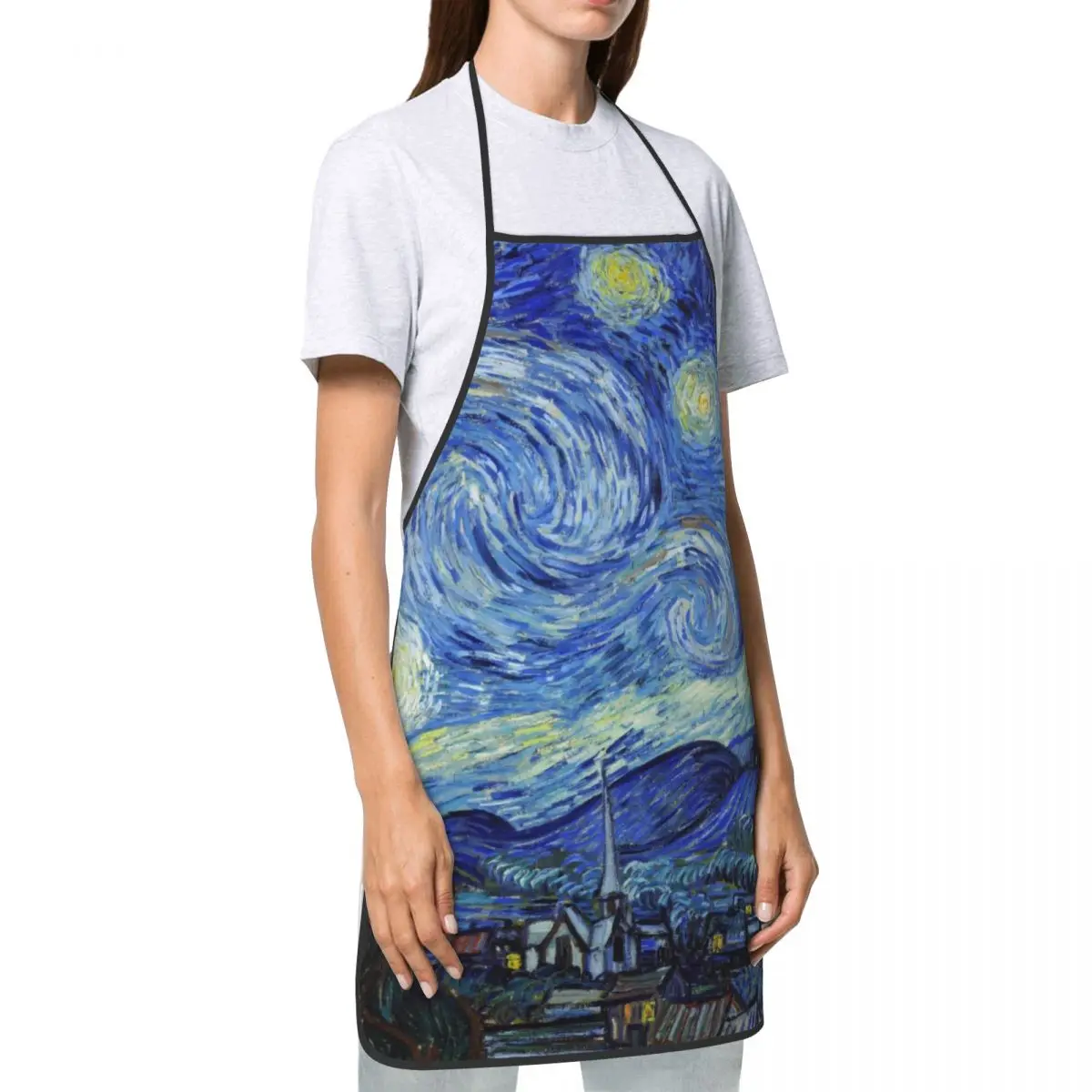 Bib Vincent Van Gogh Starry Night Aprons Men Women Unisex Adult Chef Cooking Kitchen Tablier Cuisine Painting