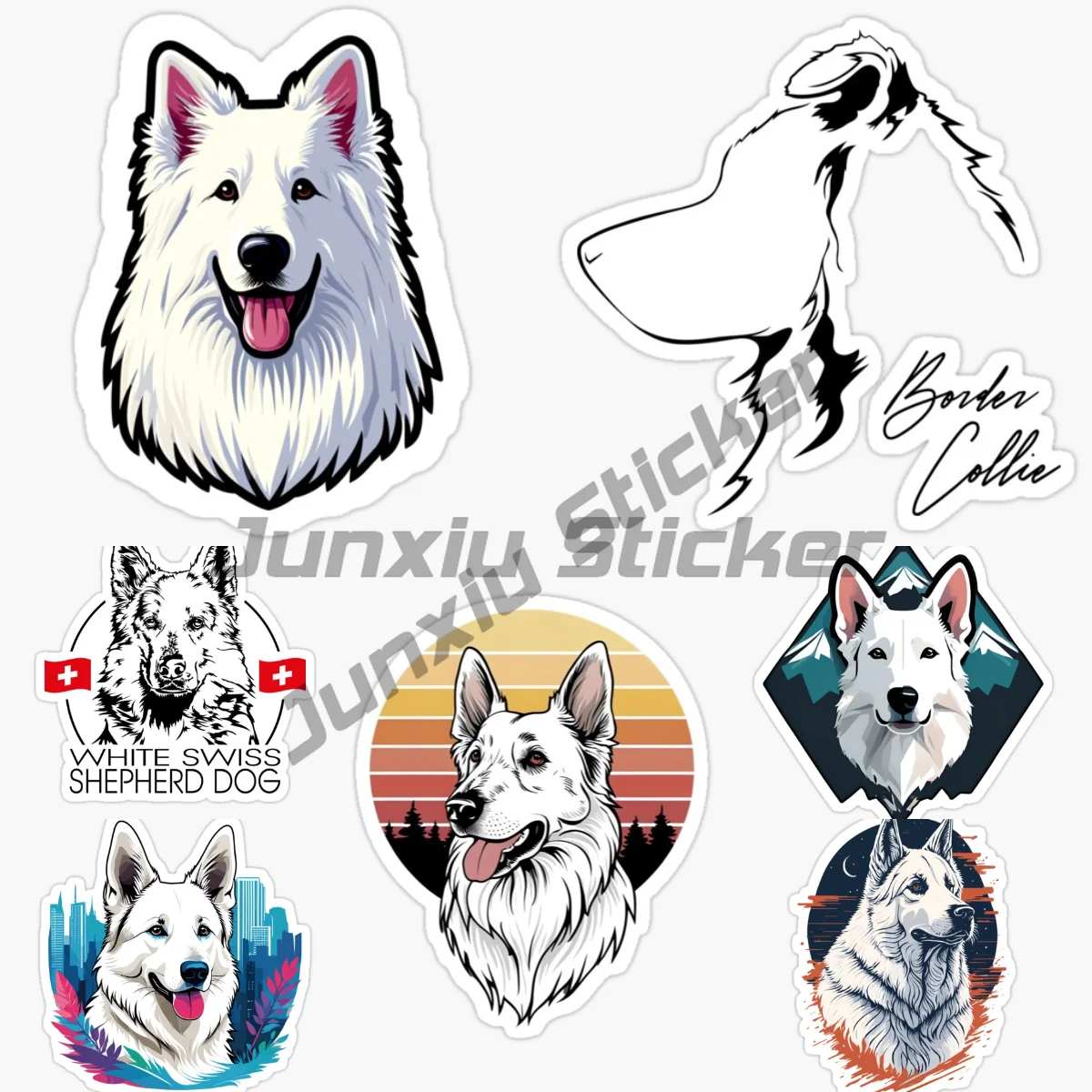 

White Swiss Shepherd Car Sticker Accessories Car Styling Van Stripes Cover Scratches Vinyl Waterproof Self-adhesive Decal