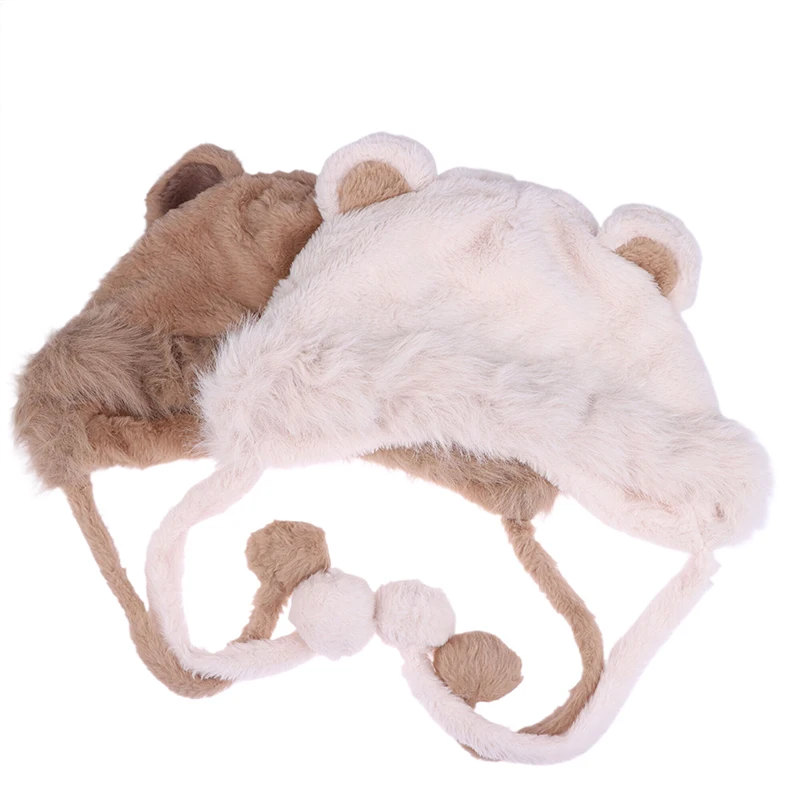 Otoño e Invierno ciclismo cálido y versátil protección para los oídos lindo peludo piel de zorro oso oreja sombrero parece pequeño conjunto de bufanda con capucha de dos piezas
