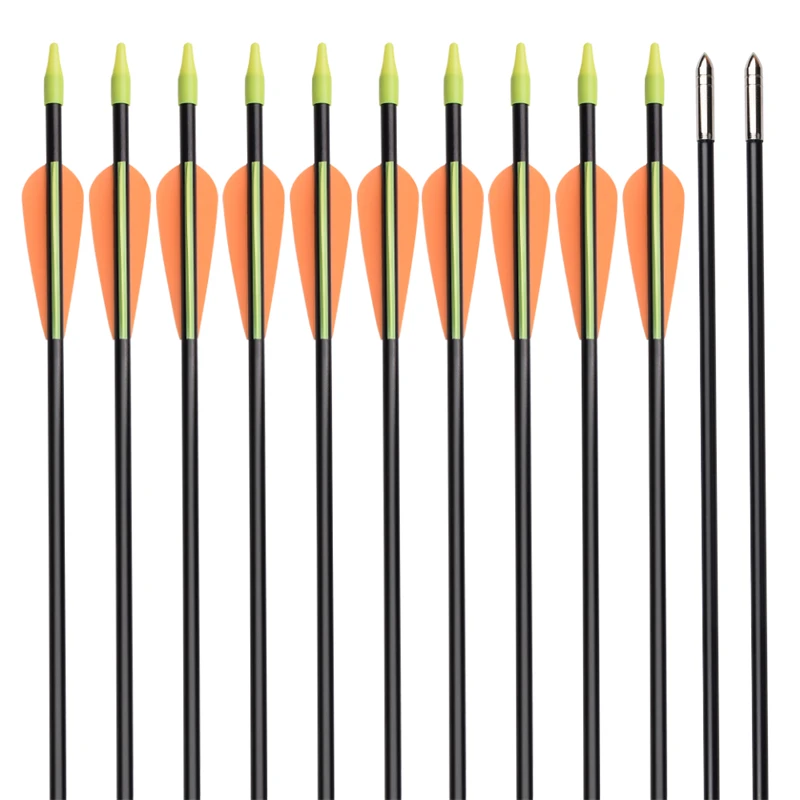 

Wholesale 500PCS 28IN Fiberglass Arrows Shaft Youth Arrows Target Shooting Safety Round Points Recurve Archery Bow