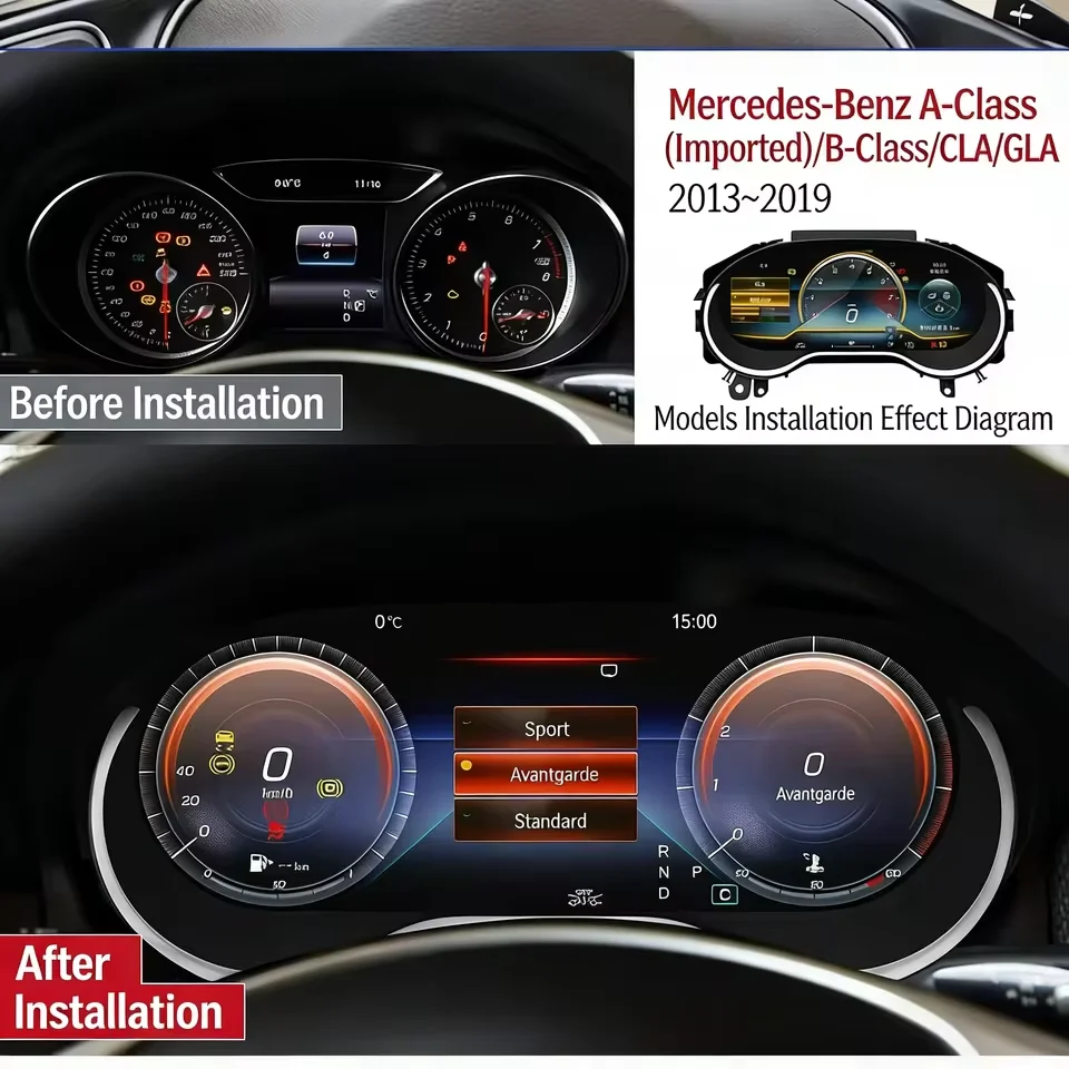 LCD Instrument For Mercedes Benz A W176 GLA X156 CLA X117 C GLC W205 B E 2013-2019 Digital Cluster Speedometer Dashboard