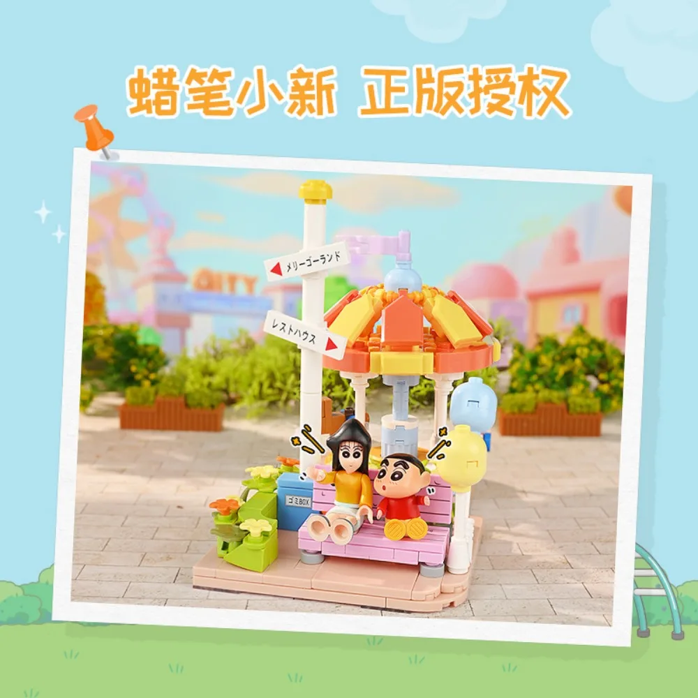 Keeppley Bouwstenen Crayon Shin Chan Happy Pretpark Assemblagemodel Puzzel Speelgoed Desktop Decoraties Jongens Meisjes Geschenken