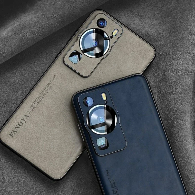 Etui Funda na Huawei P60 Pro Luksusowa tylna obudowa telefonu ze skóry PU do Huawei P60 P60Pro Silikonowy, odporny na wstrząsy zderzak