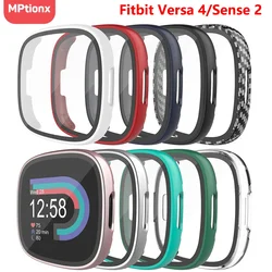 Protetor de tela para fitbit versa 4/sense 2 rígido pc bumpe protetor hd caso de vidro temperado all-around capa completa pára-choques escudo