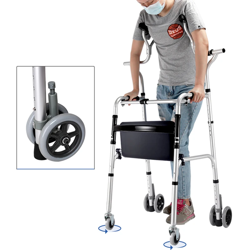 Elderly Rehabilitation Walker Underarm Crutches Walking Stick Disabled Rollator Aluminum Alloy Standing Frame Mobility Scooter