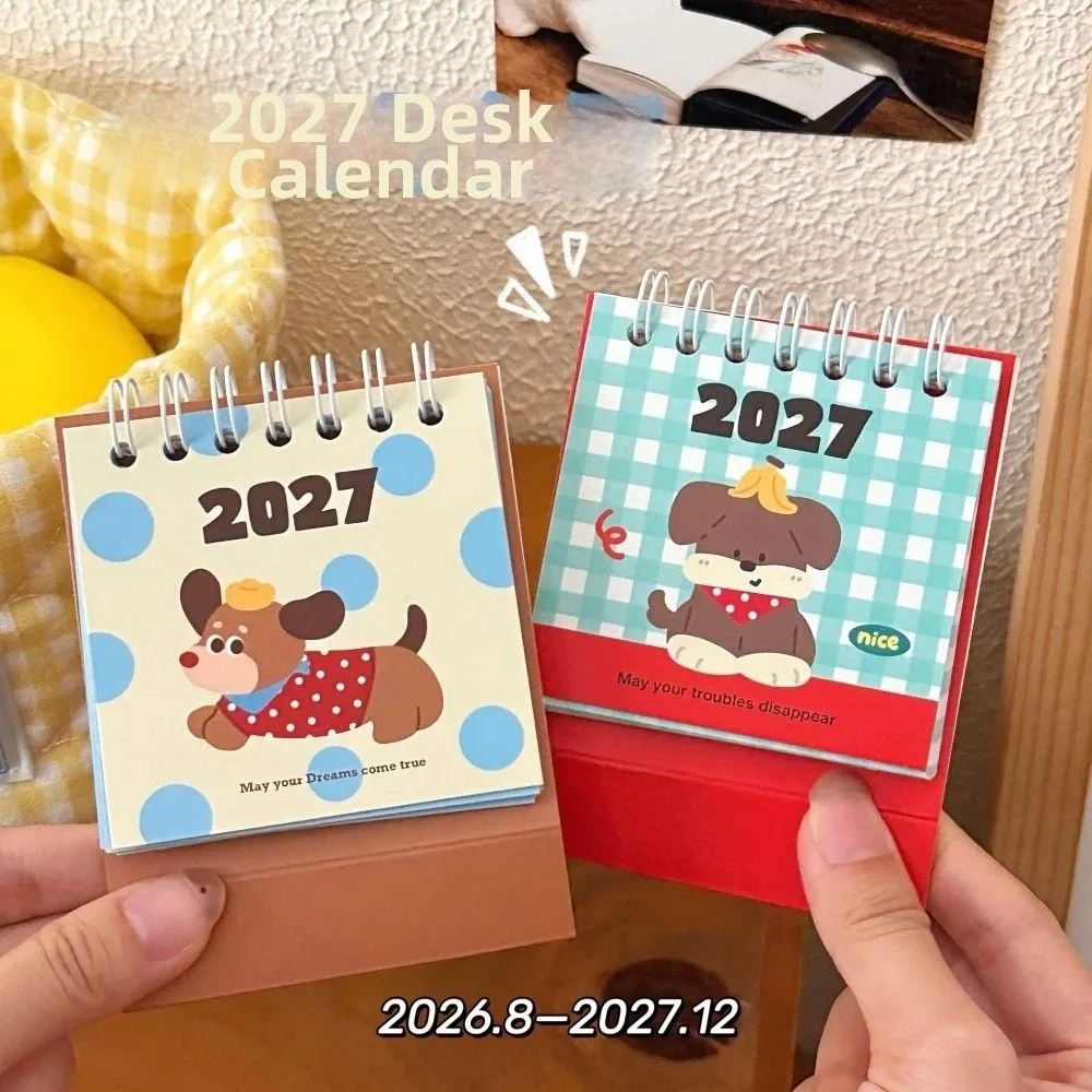 Paper Material 2027 Mini Desk Calendar Animal Puppy Sheep Lamb 2027 Flip Calendar Creative Portable Design
