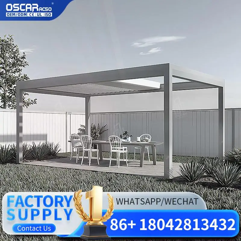 

Outdoor Electric Motorized Aluminum Structure with LED Light for Patio Garden Yard Pergola