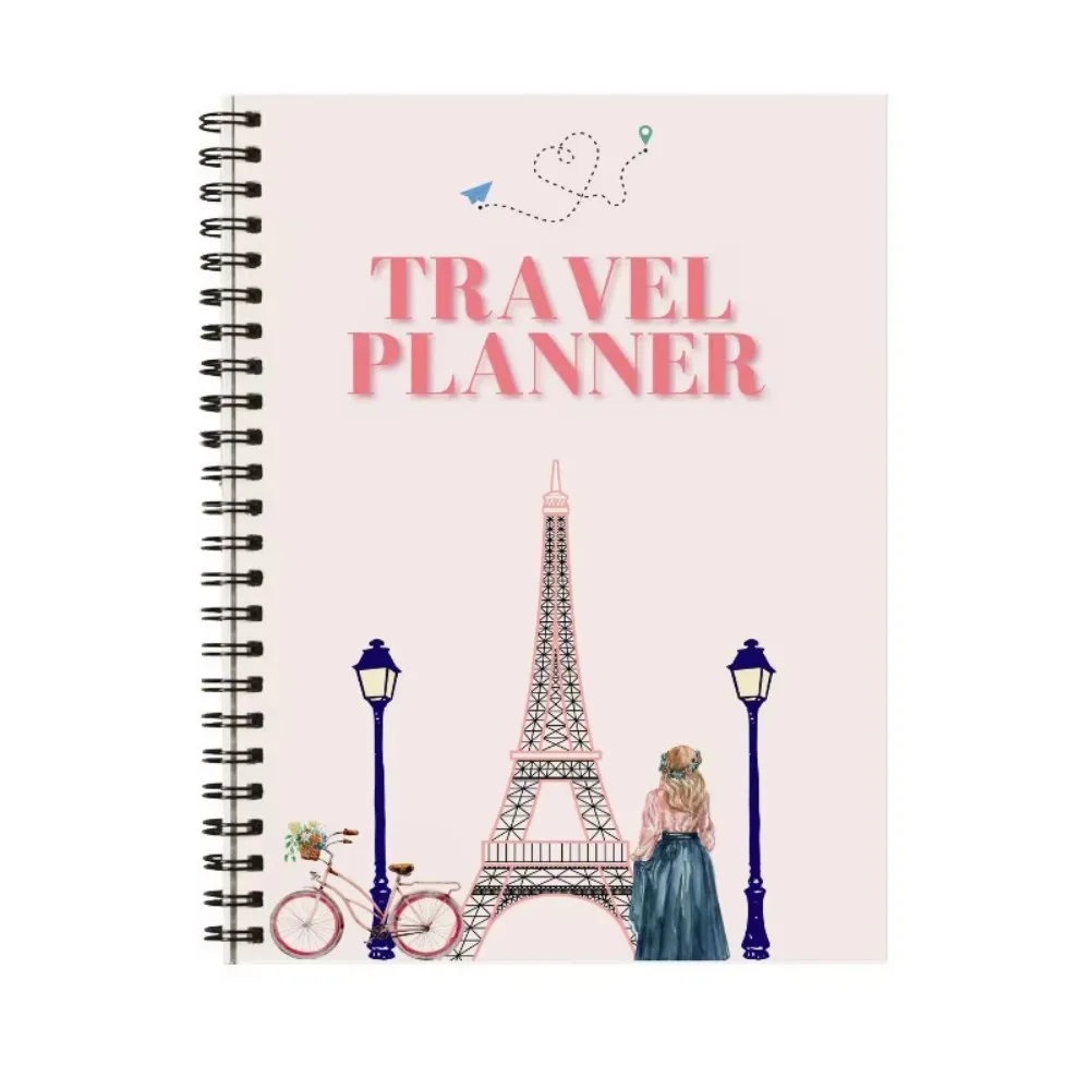 Travelers Journals Travel Planner Notebook Student Stationary Thick Paper Spiral-Bound Travel Planner Pink Professional