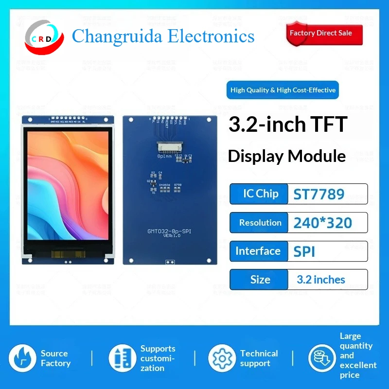 

3.2-inch TFT LCD screen ST7789 small 240x320 display module 8-pin LCD color SPI